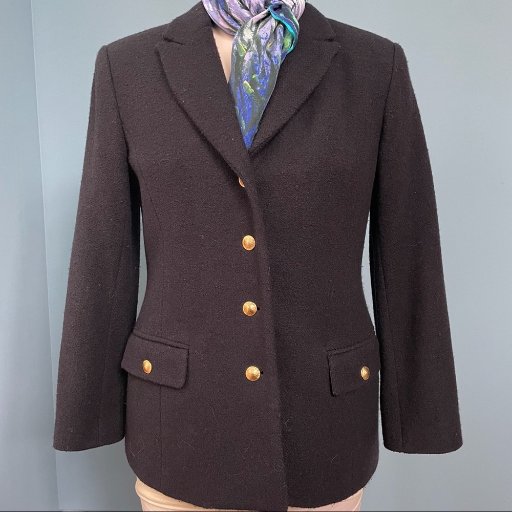 Talbots Navy Blue Wool blazer style jacket with brushed gold buttons. 10P